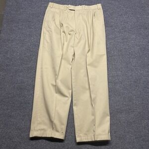 VTG Brennan V Amerigo Pants Pleated Mens 34 Tan Cuffs Inseam 29 READ